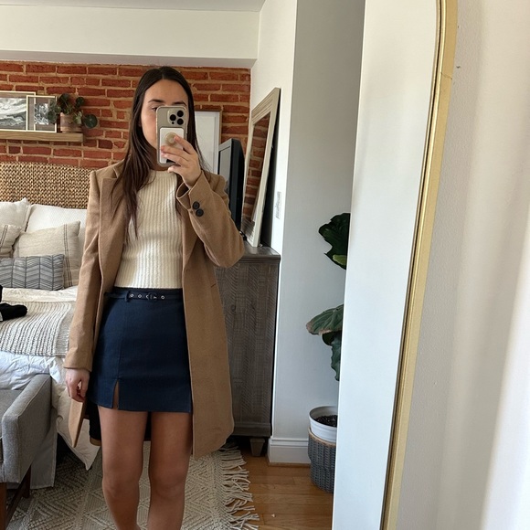 ZARA FELT TEXTURE COAT 8431/102 TAUPE BROWN TAN JACKET PEACOAT WOOL BLEND - Picture 13 of 17